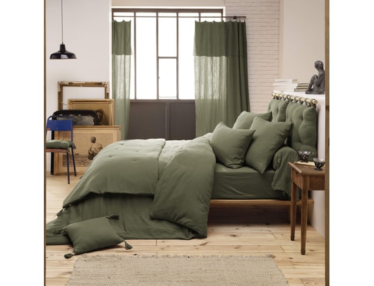 TERRE DE NUIT - Parure de lit housse de couette Parure de lit double gaze de coton kaki 200x200 cm
