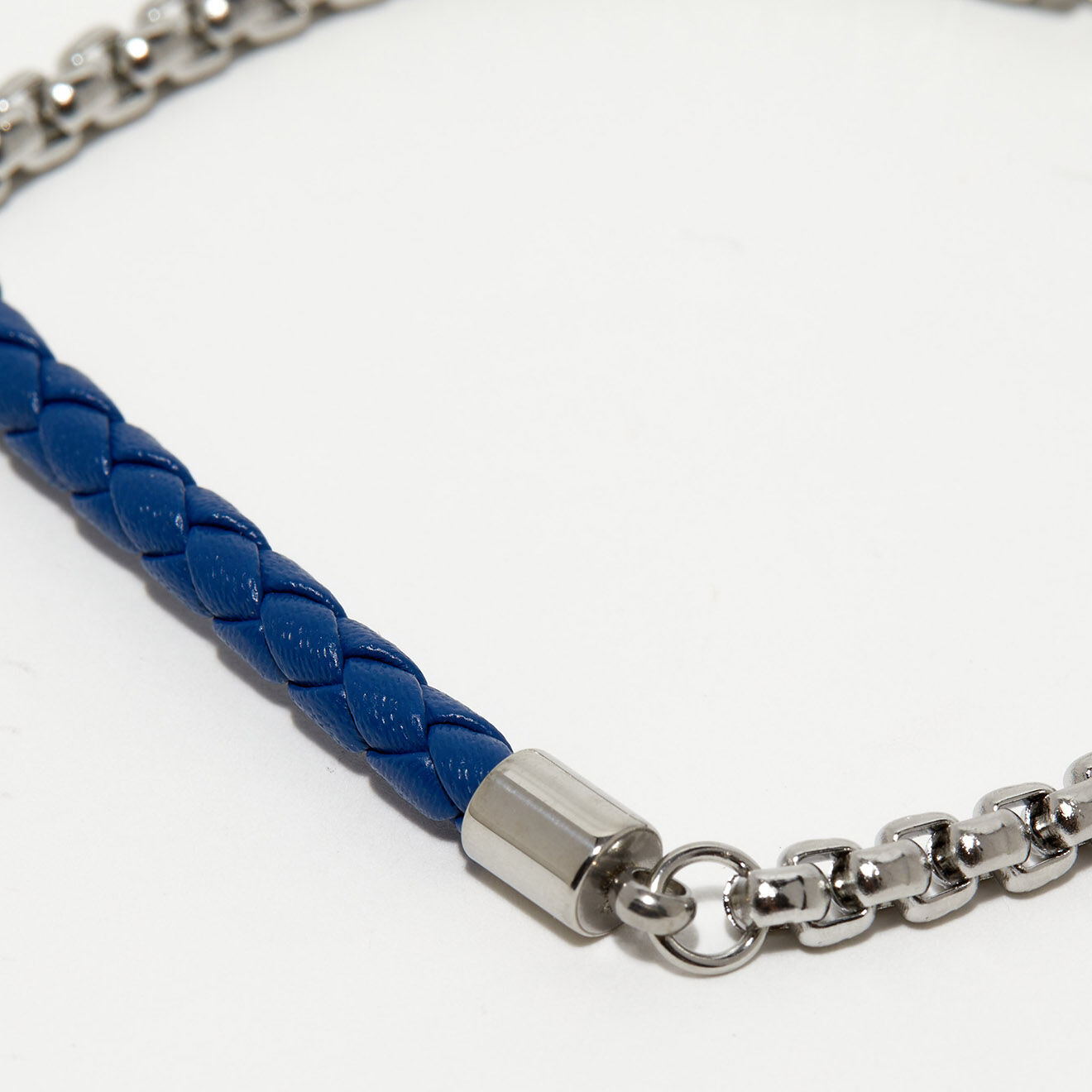 Jacobson Bracelet Barre en Acier & Cuir bleu
