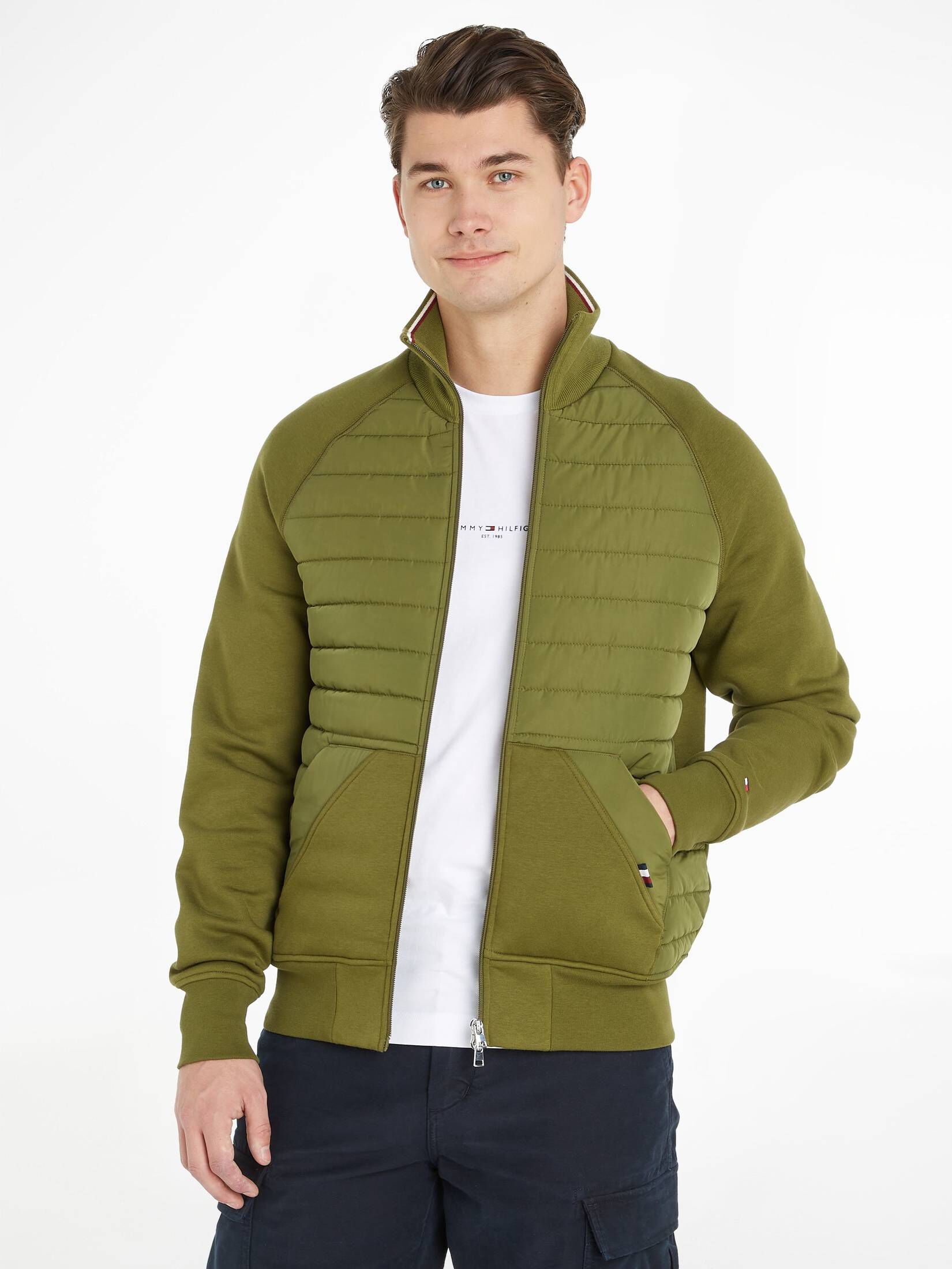 Tommy Hilfiger| Herren Sweatjacke MIX MEDIA ZIP THRU STAND COLLAR