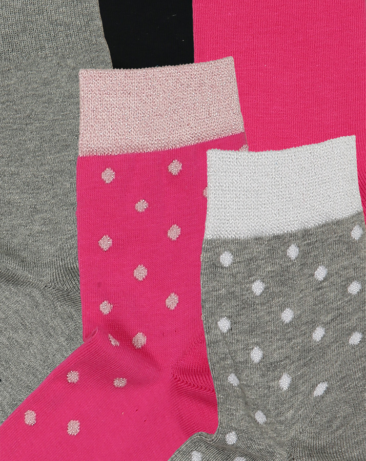 Socken UNI & GLITTERY DOTS 5er Pack in pink/grau/navy