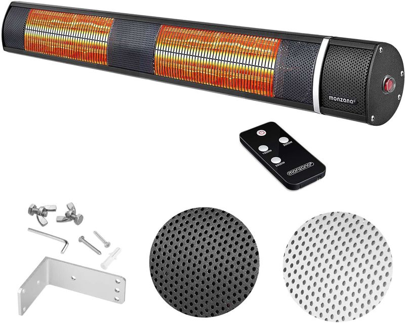 Monzana Infraroodstraler 3000W - 3 Standen/Afstandsbediening - Zwart