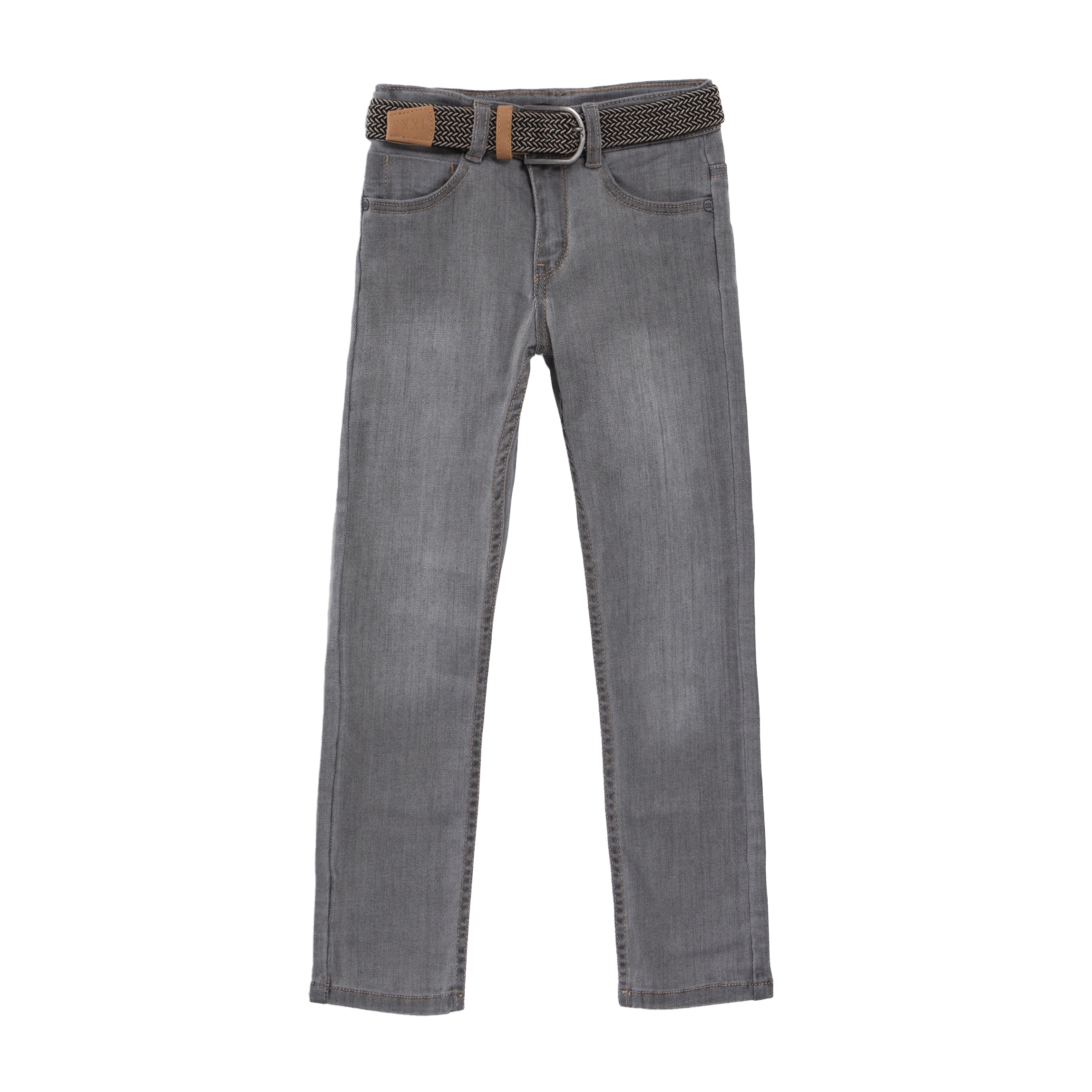 Jean slim avec ceinture en coton mélangé | Gris