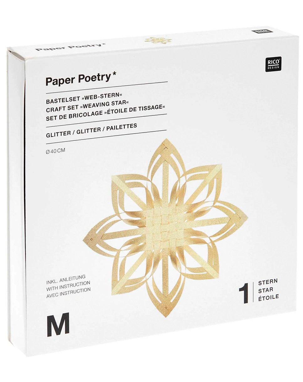 Papierbastelset WEBSTERN GLITTER M (40cm) in gold