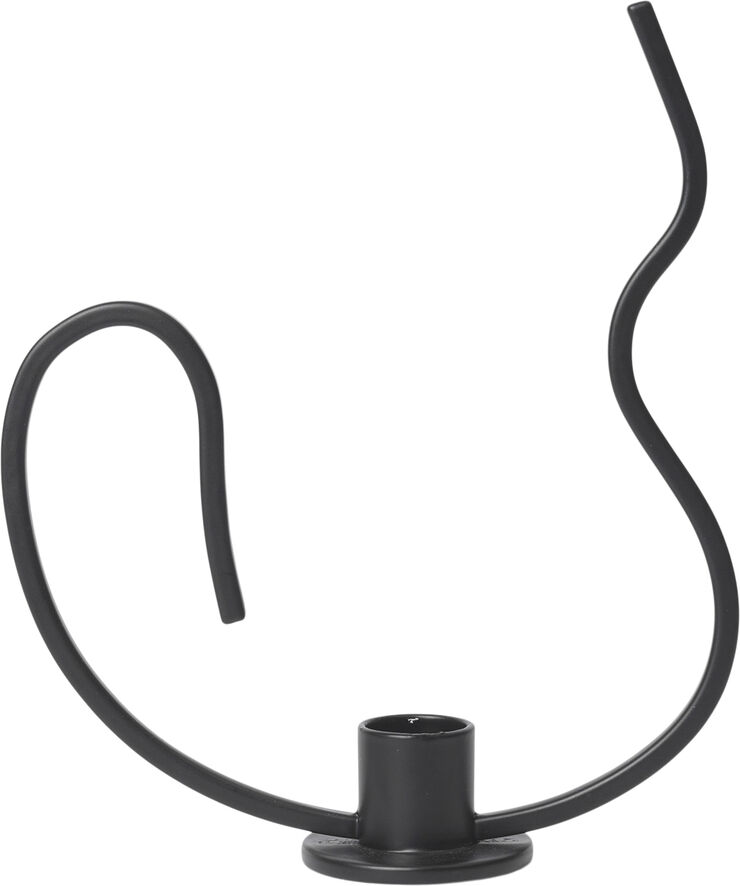 ferm LIVING Valse Candle Holder - Low - Black Black