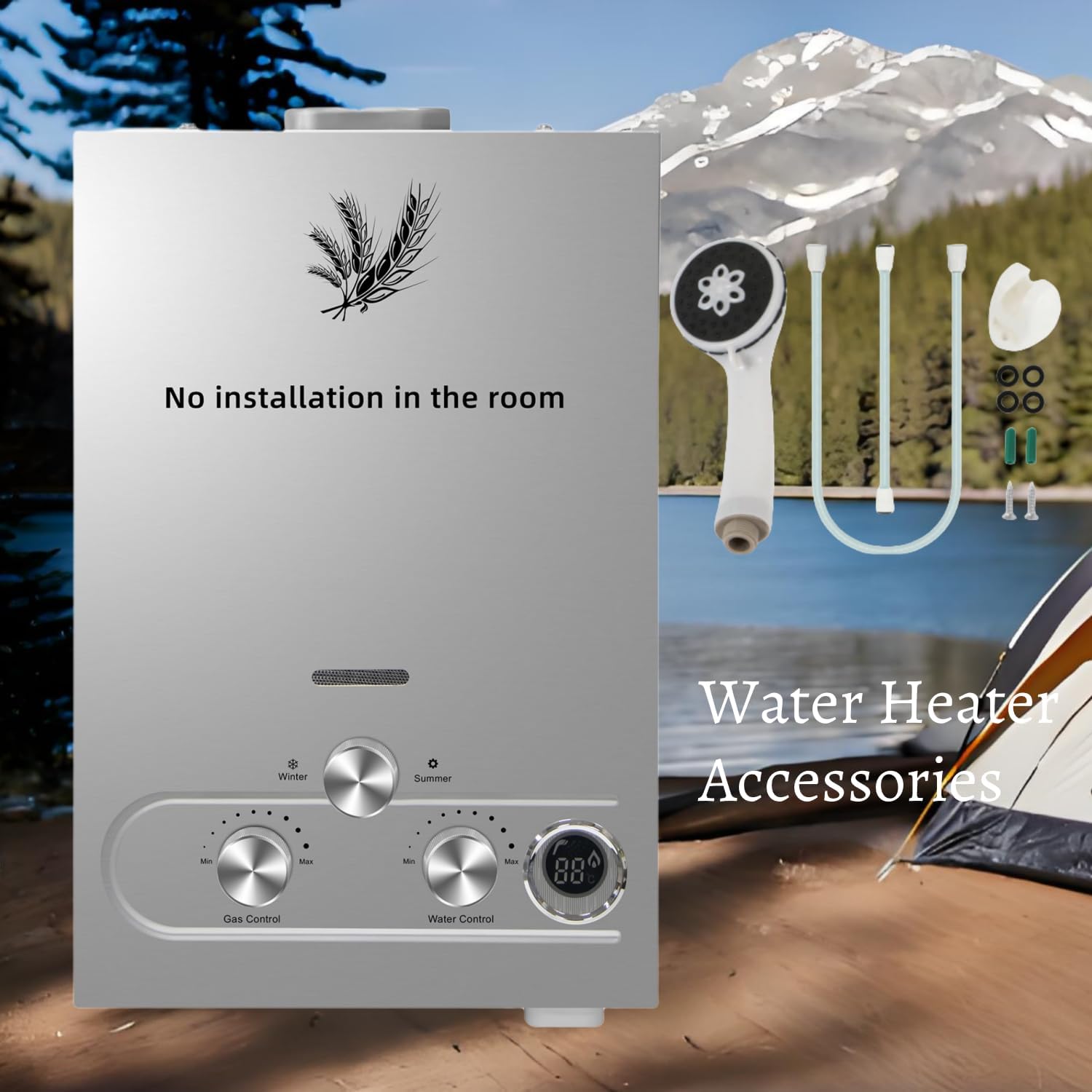 12L Gas Warmwasserbereiter Gasdurchlauferhitzer LPG mit Sommer-Winter-Muster Gas Warmwasserbereiter LPG Warmwasserbereiter,Wasserdurchfluss 12L/min,24KW Durchlauferhitzer,Instant Boiler