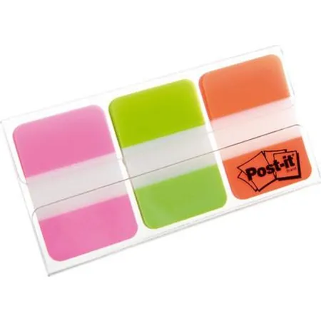 Post-it® Haftstreifen Index Strong, 25,4 x 38 mm, Leuchtfarben, 3 x 22 Streifen