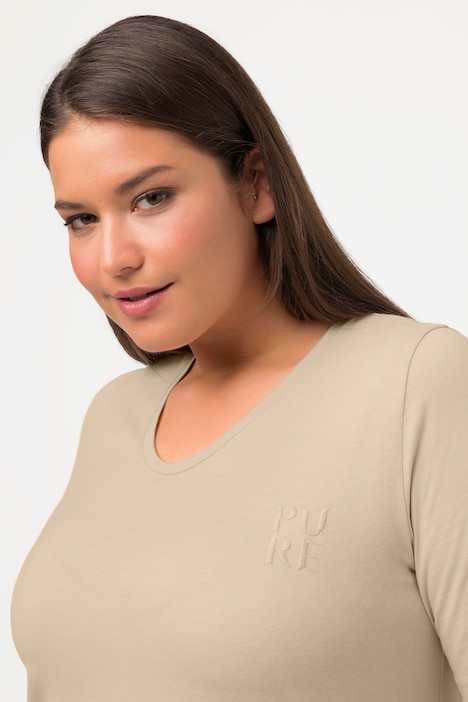 T-Shirt, PURE, V-Ausschnitt, Halbarm, Biobaumwolle