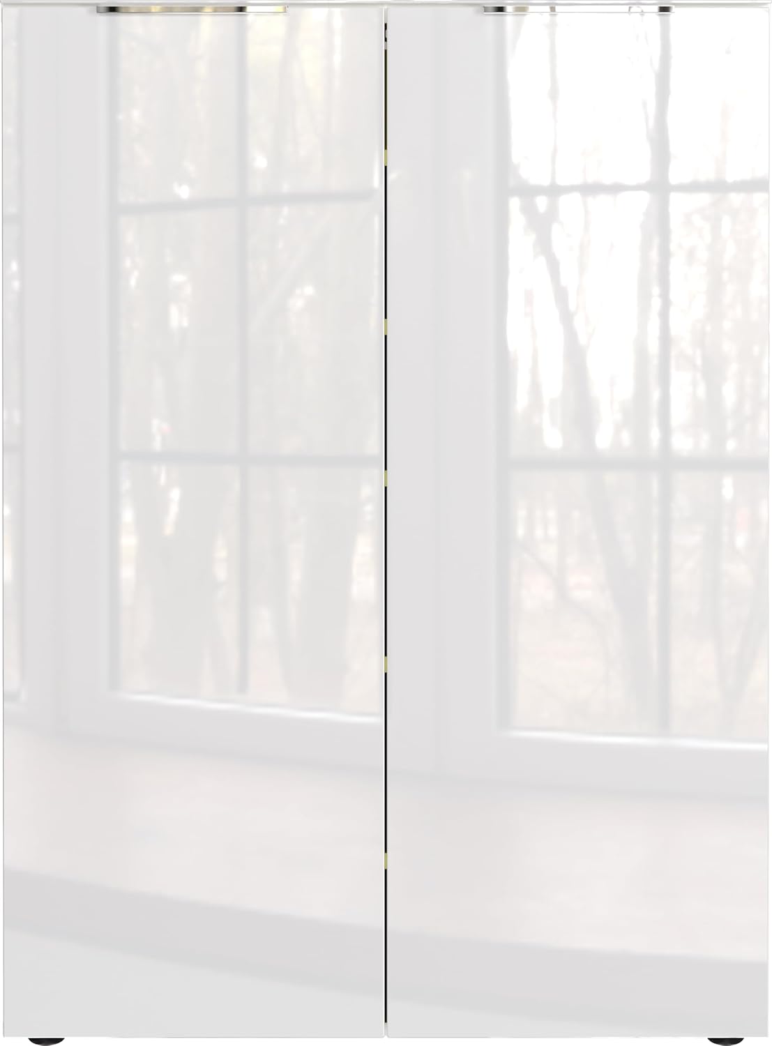 Germania Schuhschrank 3414-84 GW-Genova, in Weiß, mit Glasfront, 87 x 120 x 40 cm (BxHxT)