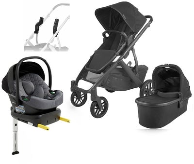 UPPAbaby VISTA V2 Duovogn inkl. Beemoo Route Babybilstol & Base, Jake Black/Mineral Grey