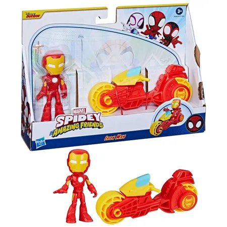 Hasbro Marvel Spidey and His Amazing Friends Figur mit Motorrad, 1 Packung, 4-fach sortiert