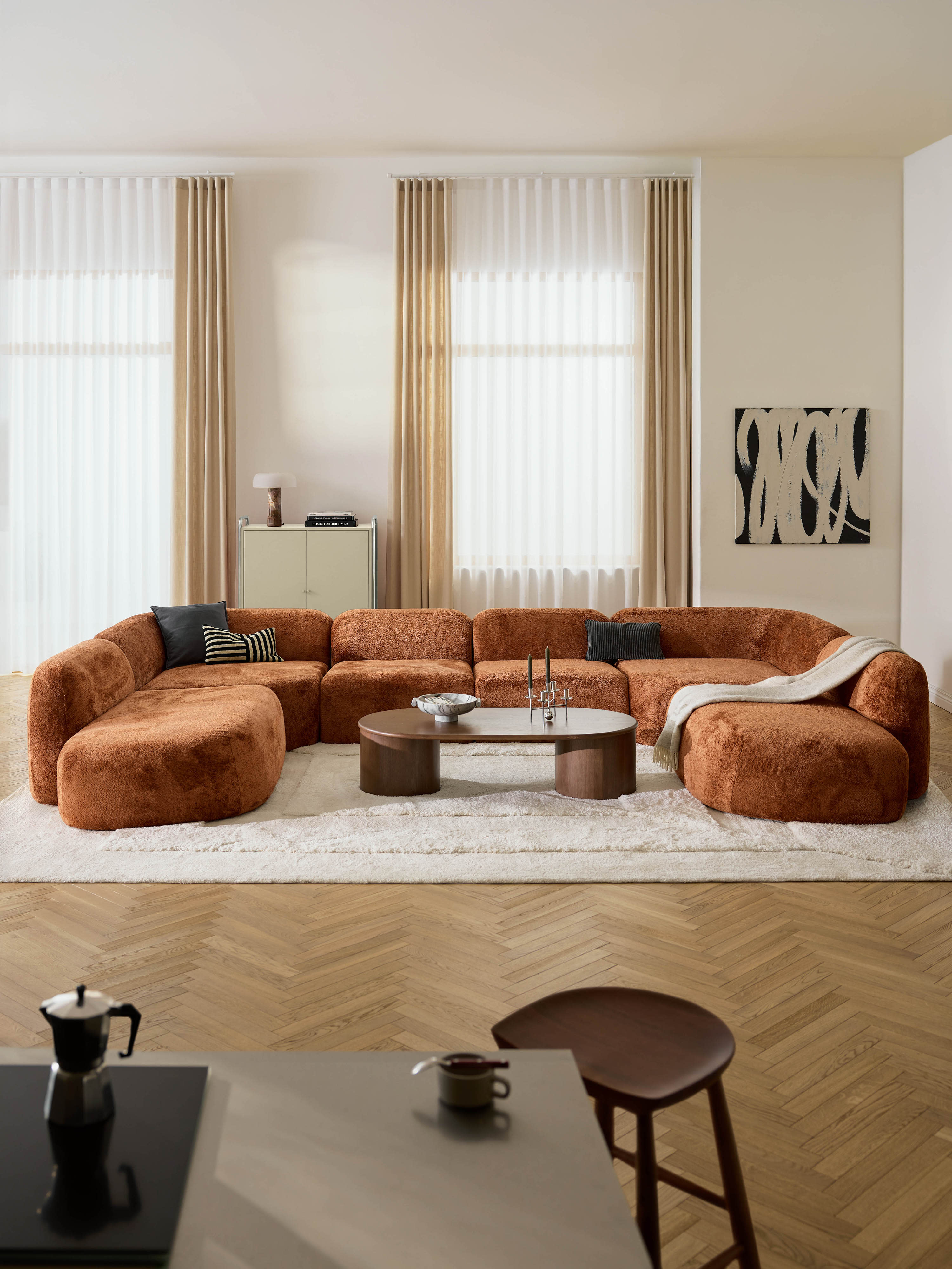 XL modulaire bank Wolke van teddy bouclé
