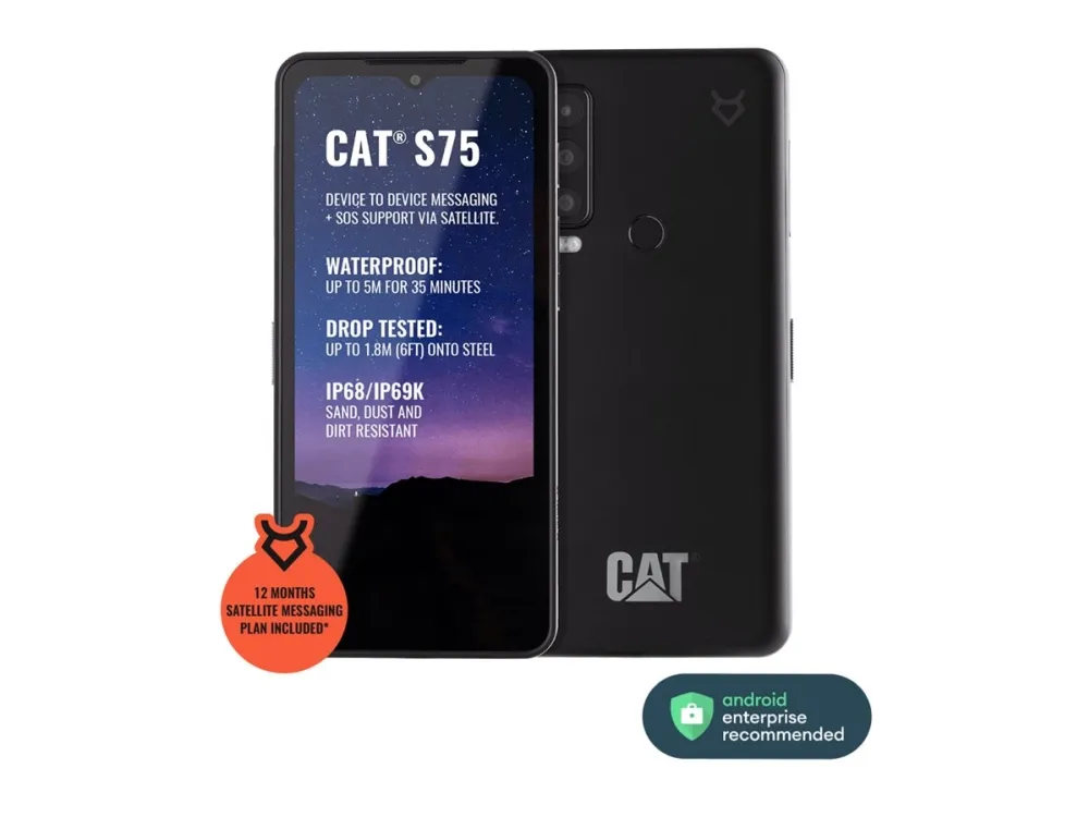 CAT S75 - 5G smartphone - dual-SIM - RAM 6 GB / Intern hukommelse 128 GB - microSD slot (120 Hz) - 3x bagkamera 50 MP, 8 MP, 2 MP - front camera 8 MP