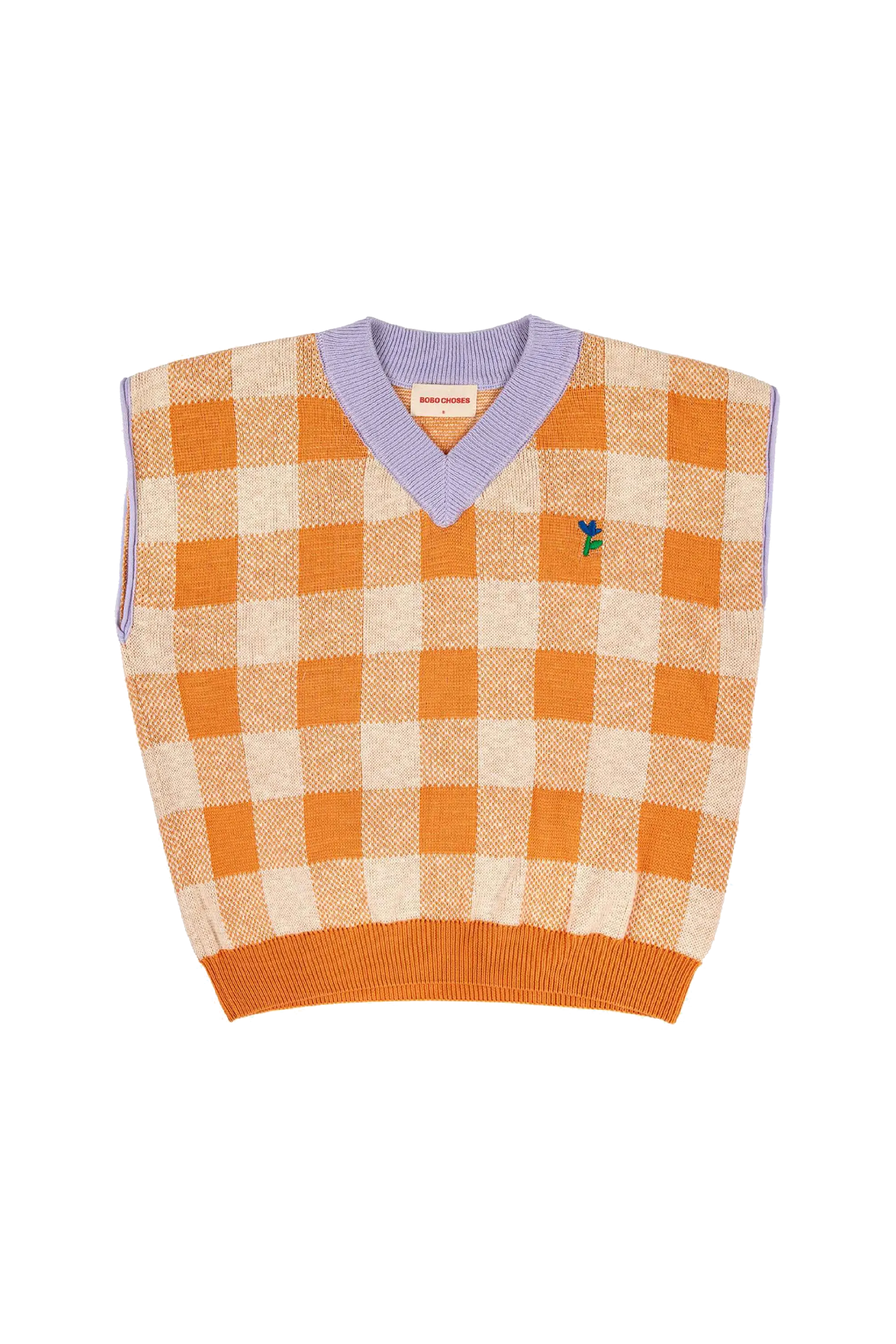 BOBO CHOSES Gilet Checked V-Neck Knitted Multicolore