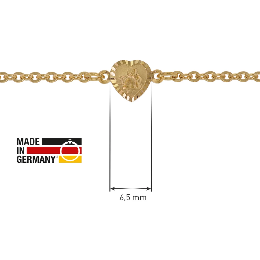 trendor Armband für Babys 333 Gold8 Kt mit Engel-Plakette 14 cm gold
