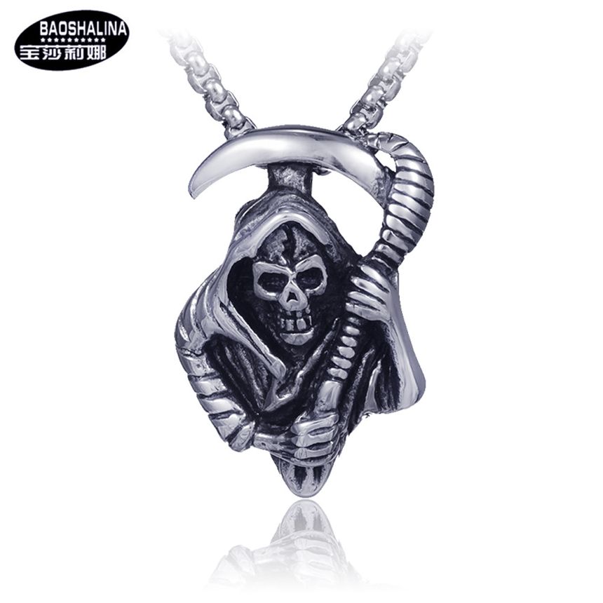 Prushia - Roestvrijstalen Grim Reaper hanger ketting