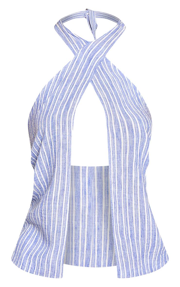 Bleu Gilet Tissé À Rayures