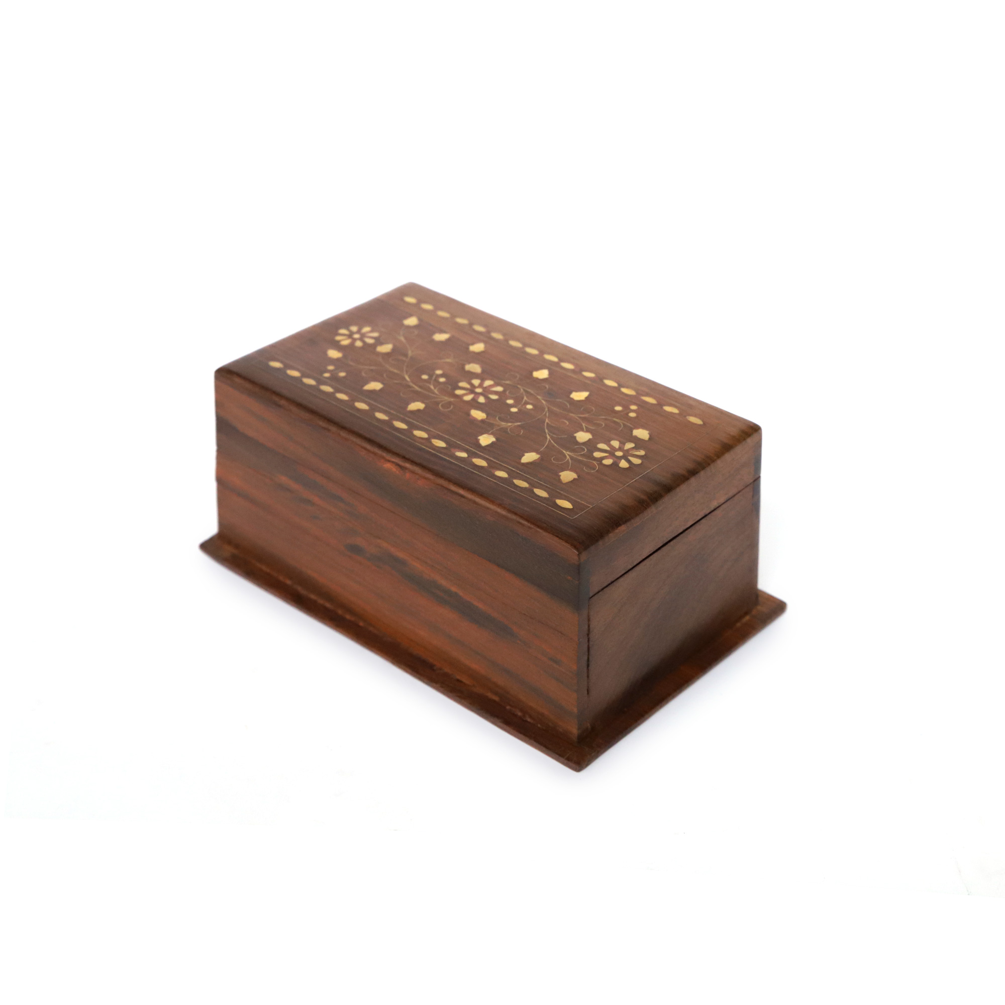 Secret Box mit Messingintarsien, braun, gold, B 20,5 cm, L 13 cm, H 9 cm von fischer's lagerhaus