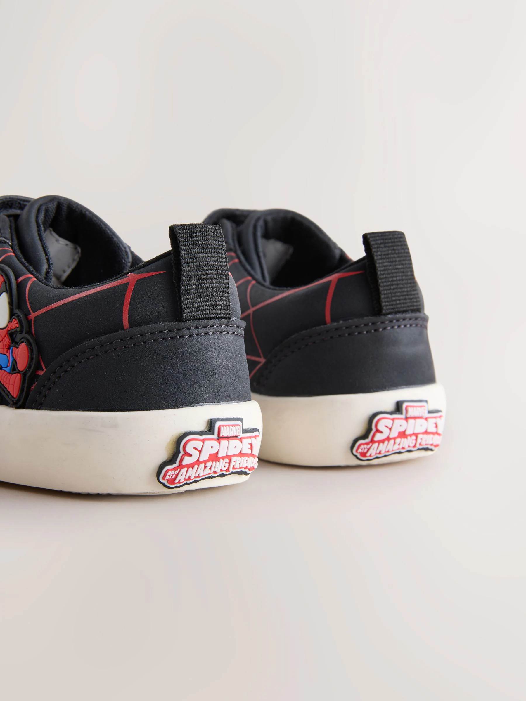 Zwart/Rood Spiderman - Sneakers met klittenbandsluiting en elastische veters