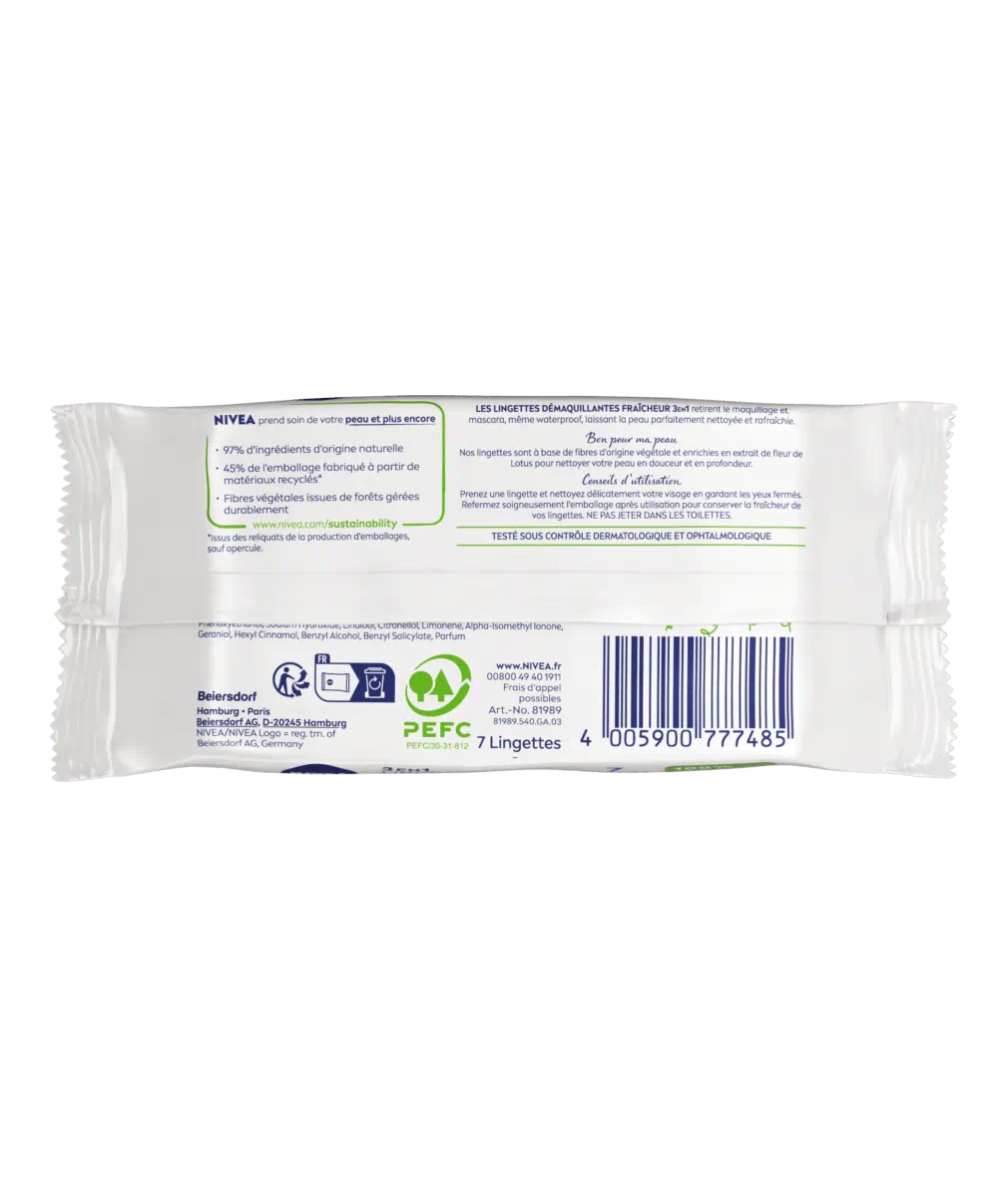 LINGETTES DÉMAQUILLANTES PEAUX NORMALES FORMAT VOYAGE