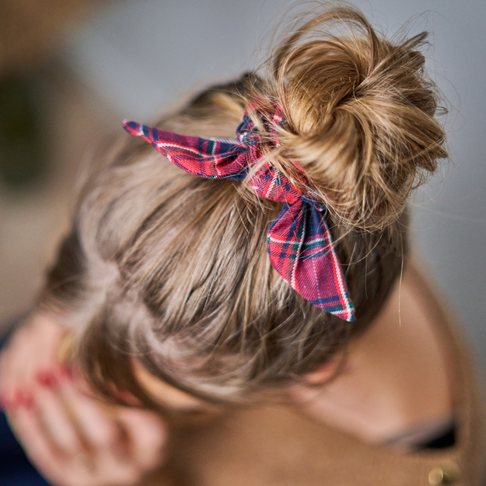 Chouchou Nœud Tartan Rouge