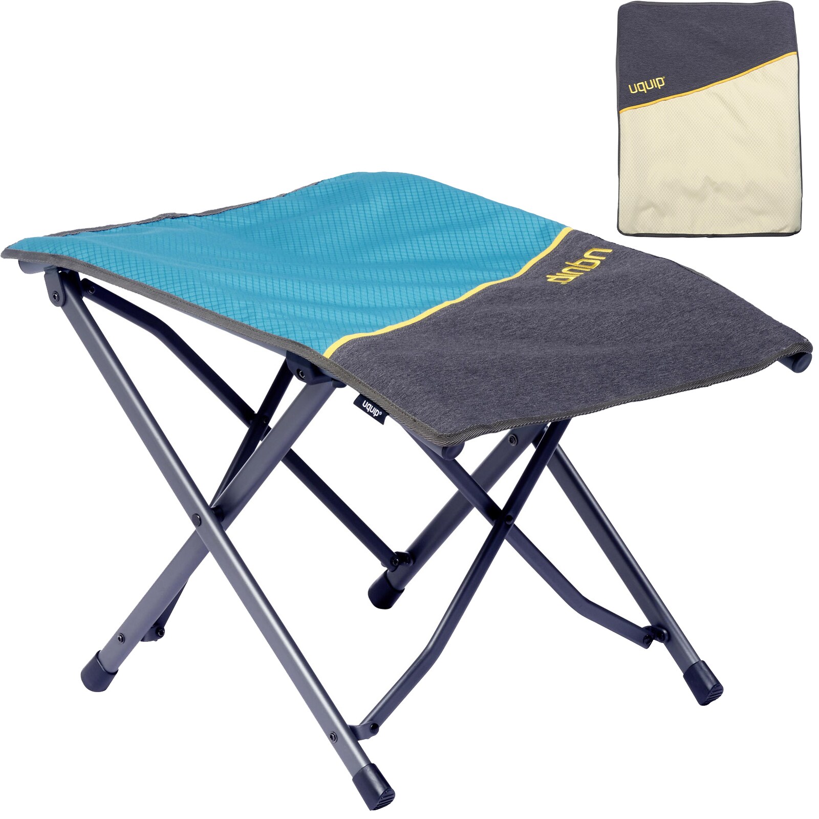 UQUIP Fußablage Finley Fußbank Camping Stuhl Klappstuhl Fuß Stütze Hocker Stahl Farbe: Petrol/grey