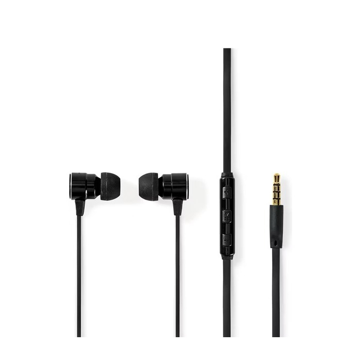 In-Ear Kopfhörer 3.5mm Klinken Anschluss mit Mikrofon und Lautstärkeregler (HPWD5020BK) - Schwarz
