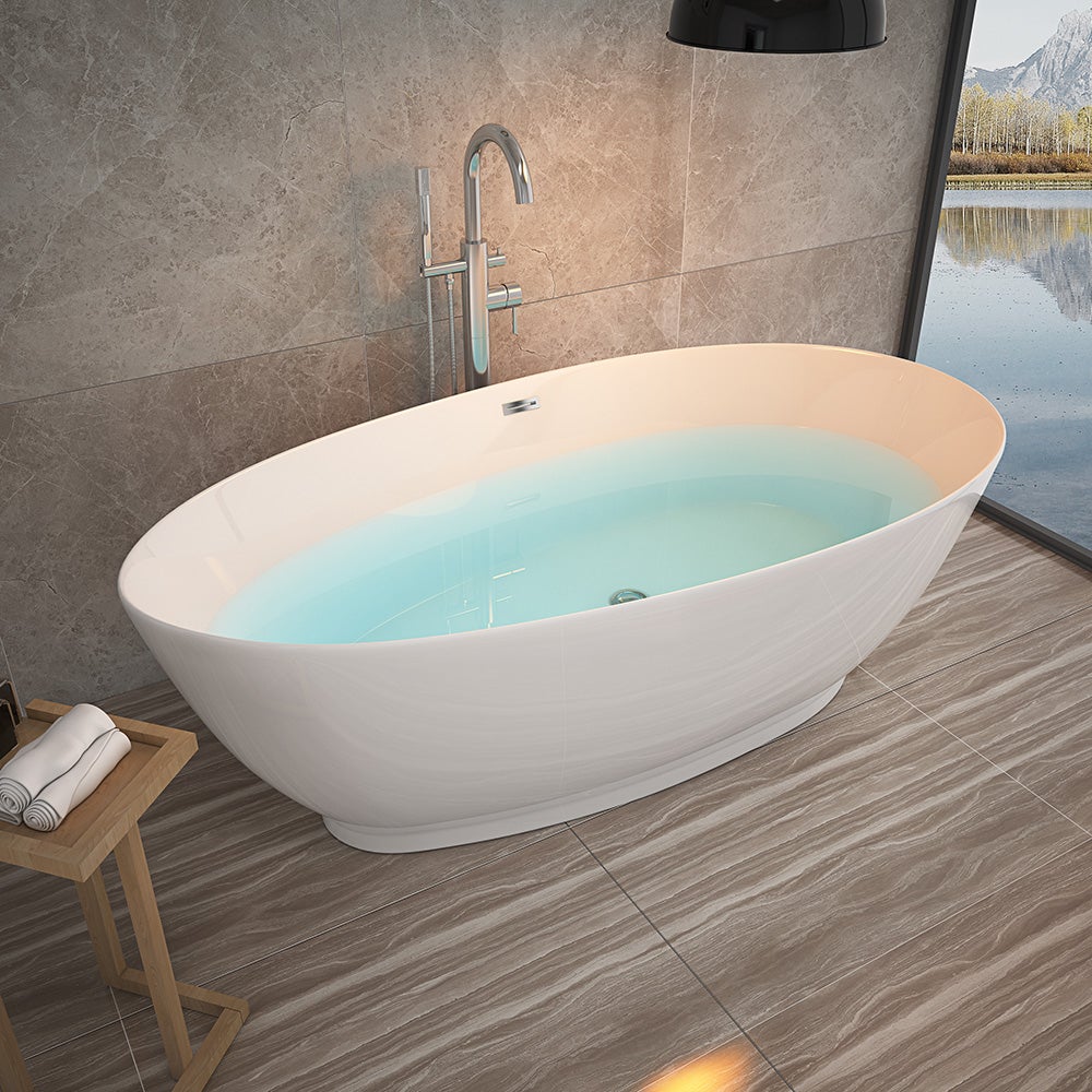 Home Deluxe - vrijstaand bad - DELIA, wit - afmetingen: ca. 180 x 90 x 58 cm - inhoud: 270 liter, incl. overloopbeveiliging, sifon en afvoerplug | Spa, voor 2 personen