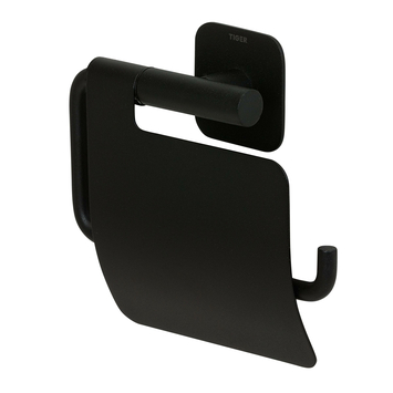 Tiger toiletrolhouder Colar met klep Zwart