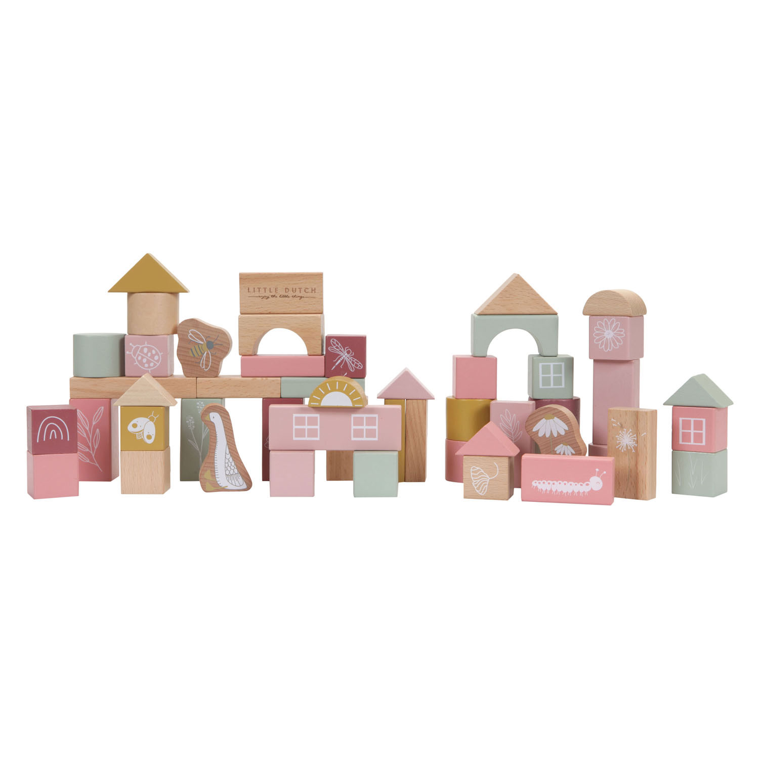 Little Dutch Houten Bouwblokken Roze in Emmer, 50dlg.