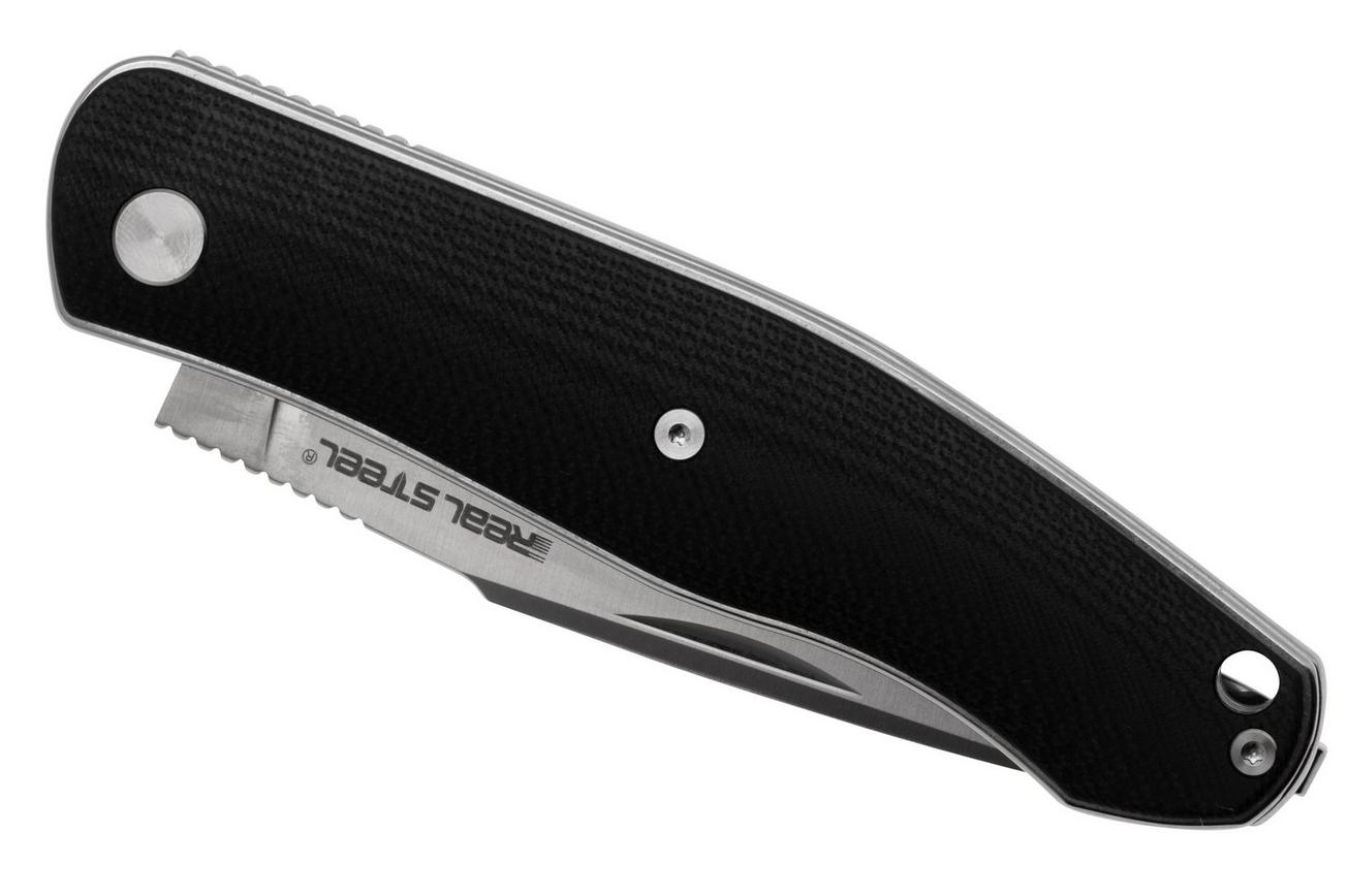 Real Steel Serenity 7681B Satin, Black G10, slipjoint zakmes, Ivan Braginets design