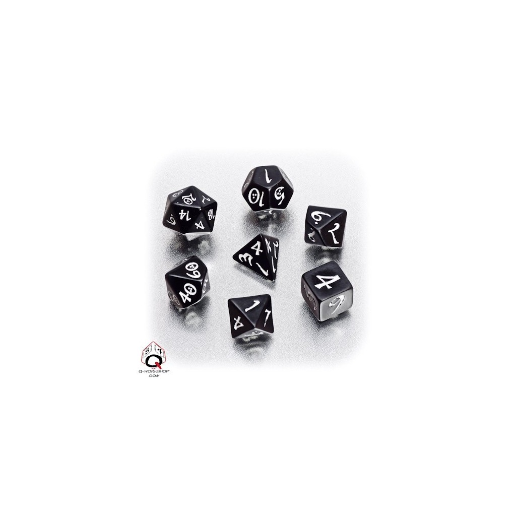 Set de dés elfe Noir et Blanc Classic