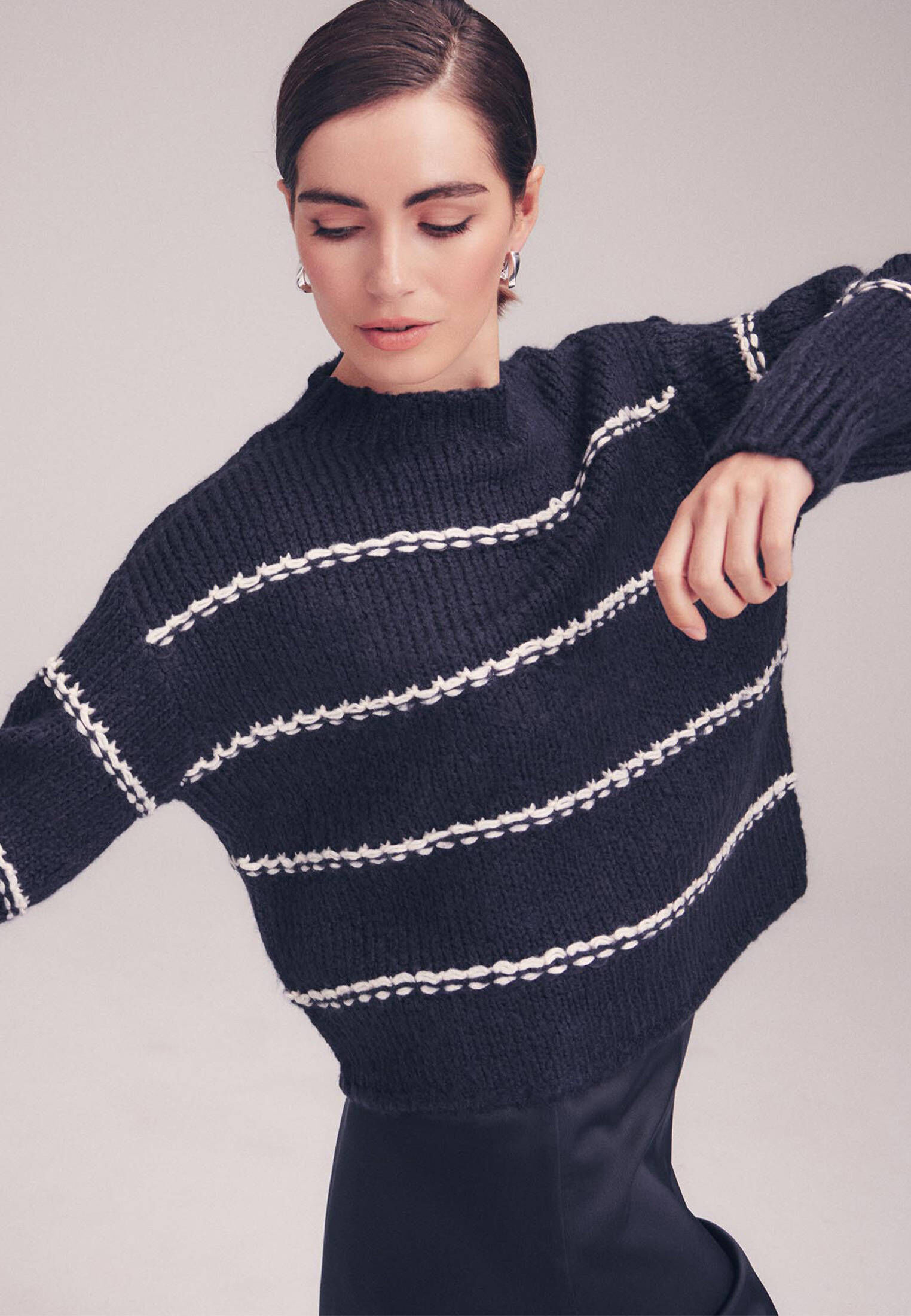 zero| Damen Strickpullover mit Streifen