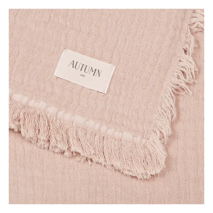 Autumn Plaid Loulou frangé en double gaze de coton bio | Vieux Rose
