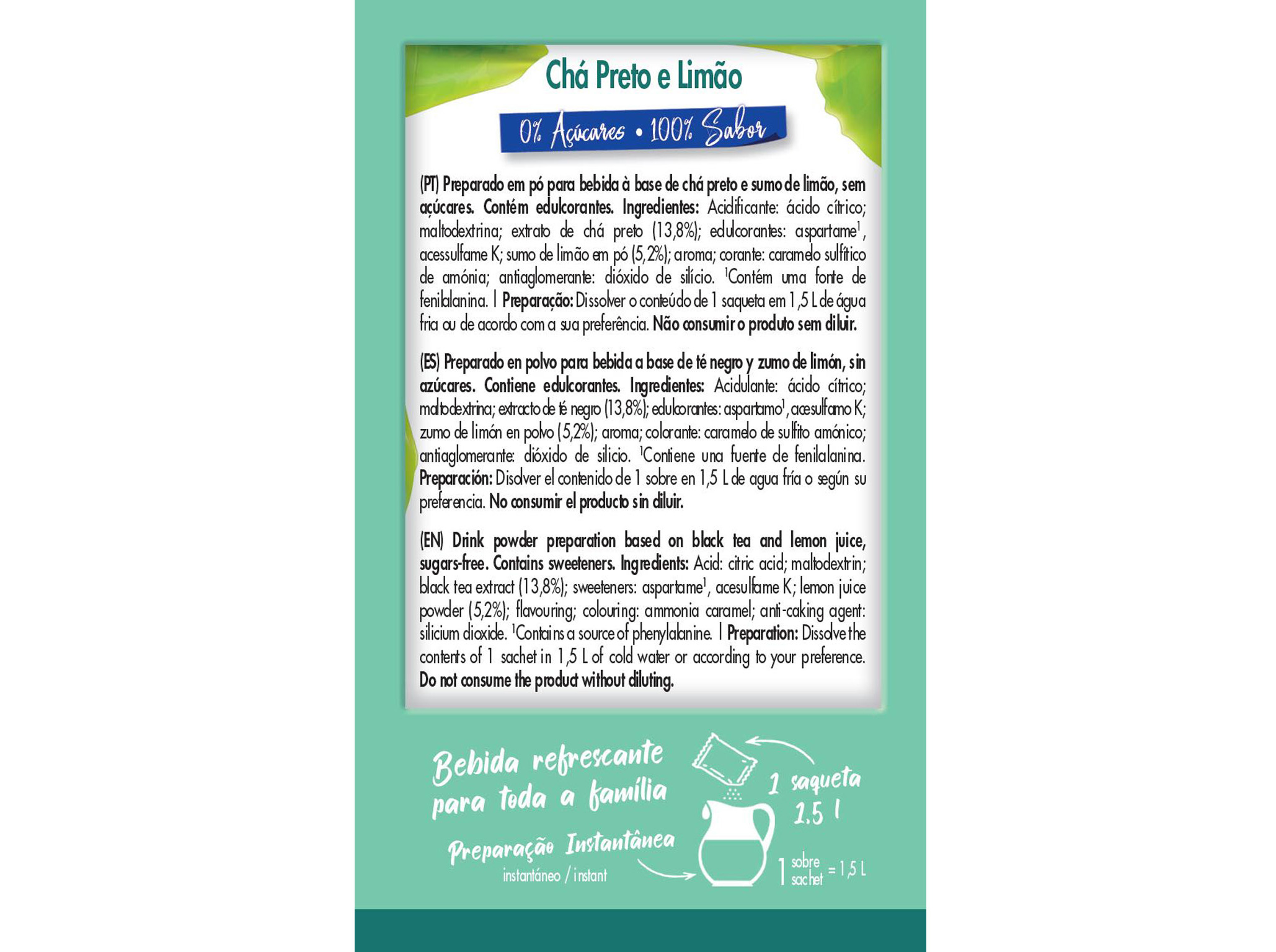 CHÁ CEM PORCENTO FRESH LIMÃO SOLÚVEL 2X9G