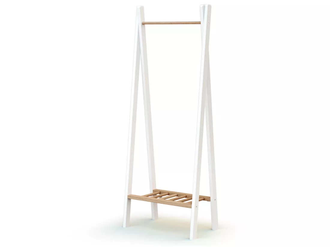 Porte vêtement enfant en bois ESSENTIEL Blanc et Hêtre Brut 50 x 30 x 130 cm