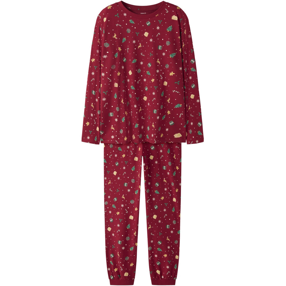 Køb Name It Jule Nattøj sæt Voksen Jester Red Xmas AOP