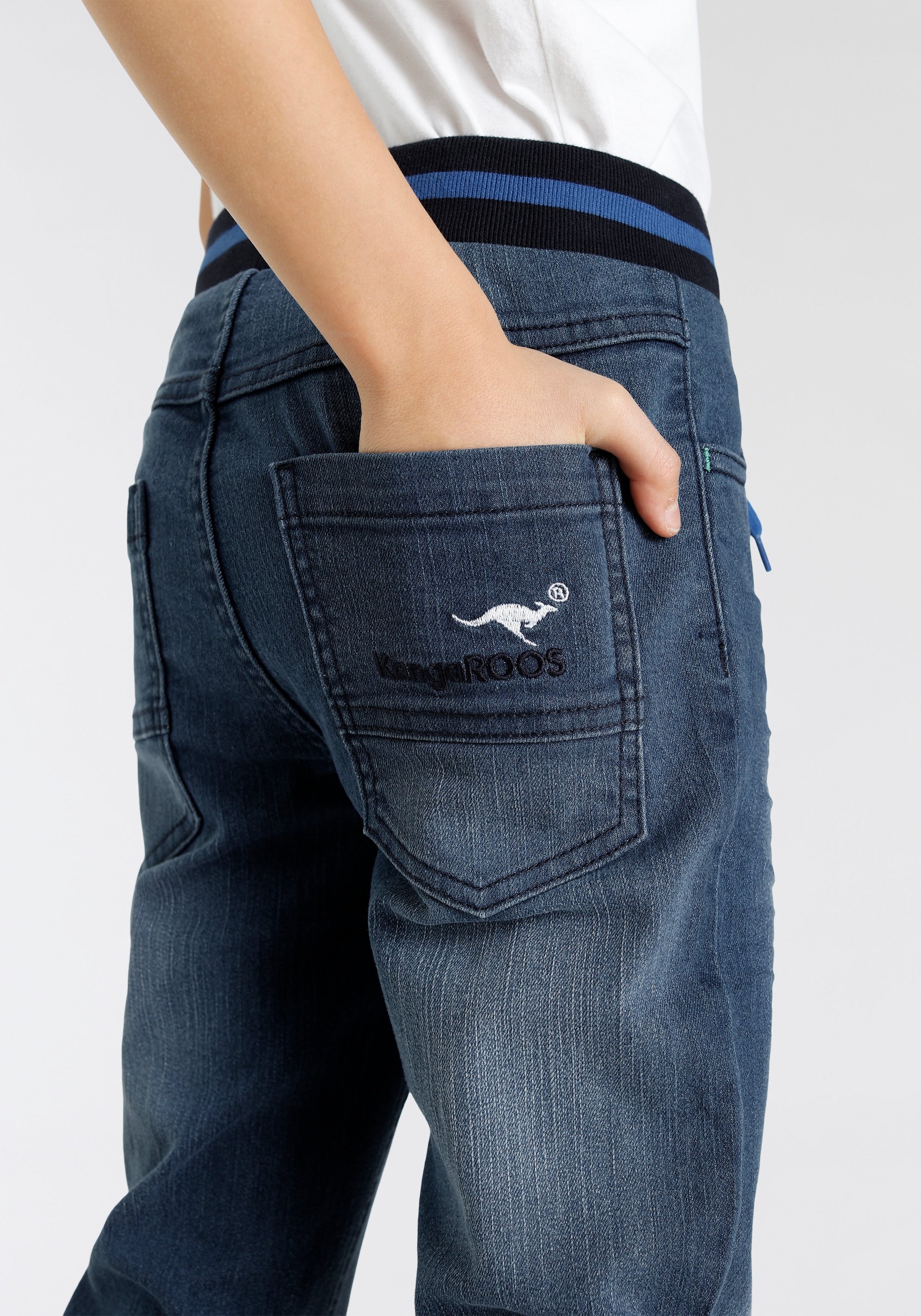 KangaROOS Schlupfjeans », Stretch-Jeans mit schmalem Bein für Jungen«, schmale Beinform,  Used-Waschung,  komfortable Leibhöhe