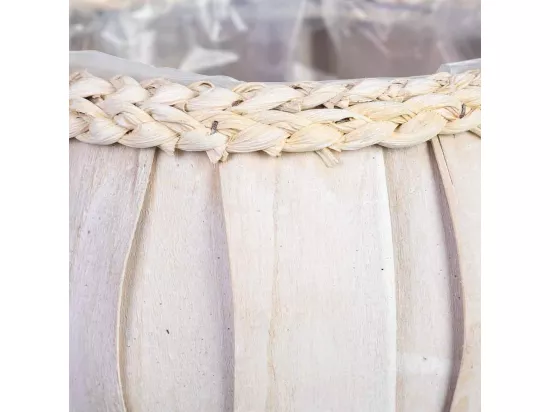Panier rond en bois blanc 24x24x19h cm