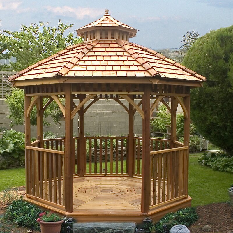 Gazebo de cedro para pátio Bayside, 3 m de largura x 3 m de profundidade