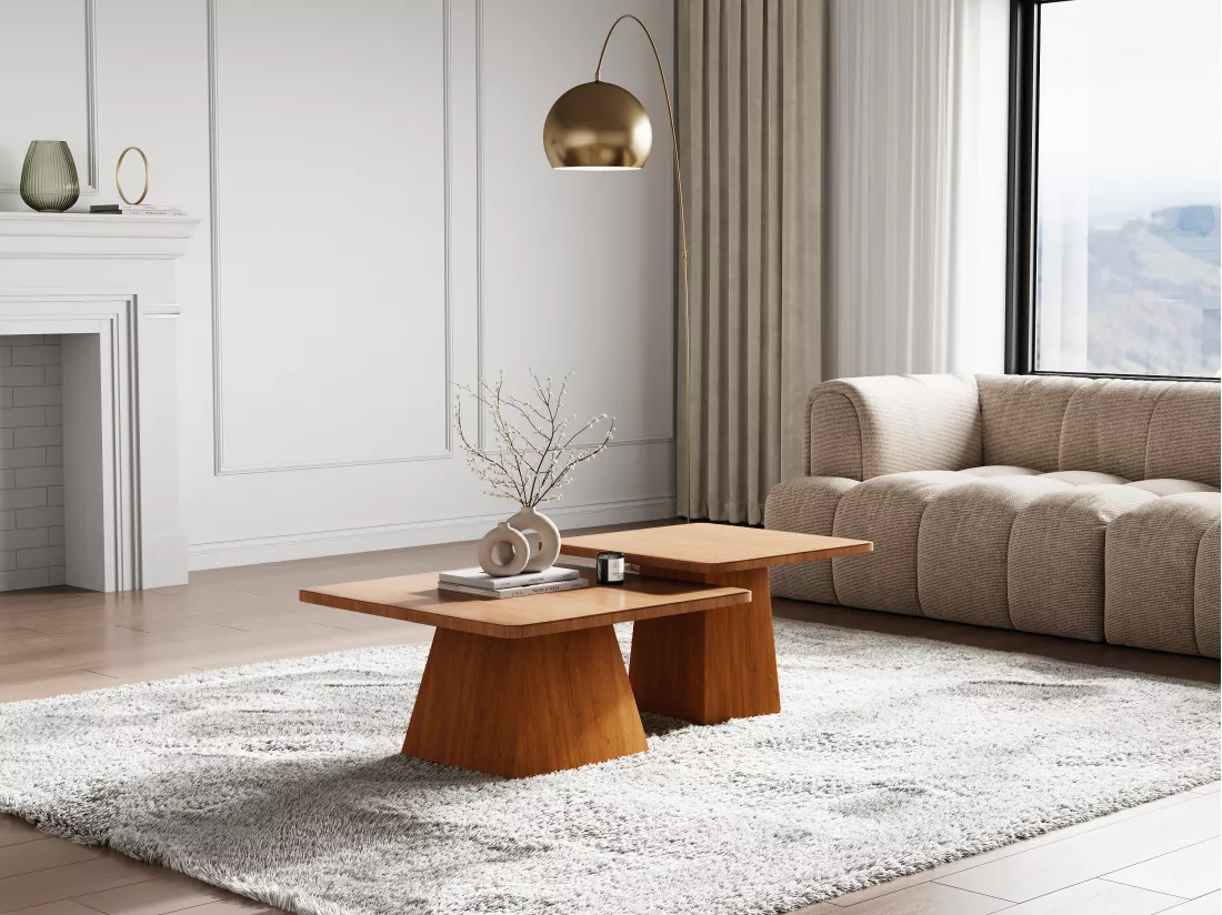 Tables basses gigognes en bois d'acacia - Naturel clair - ISLANA