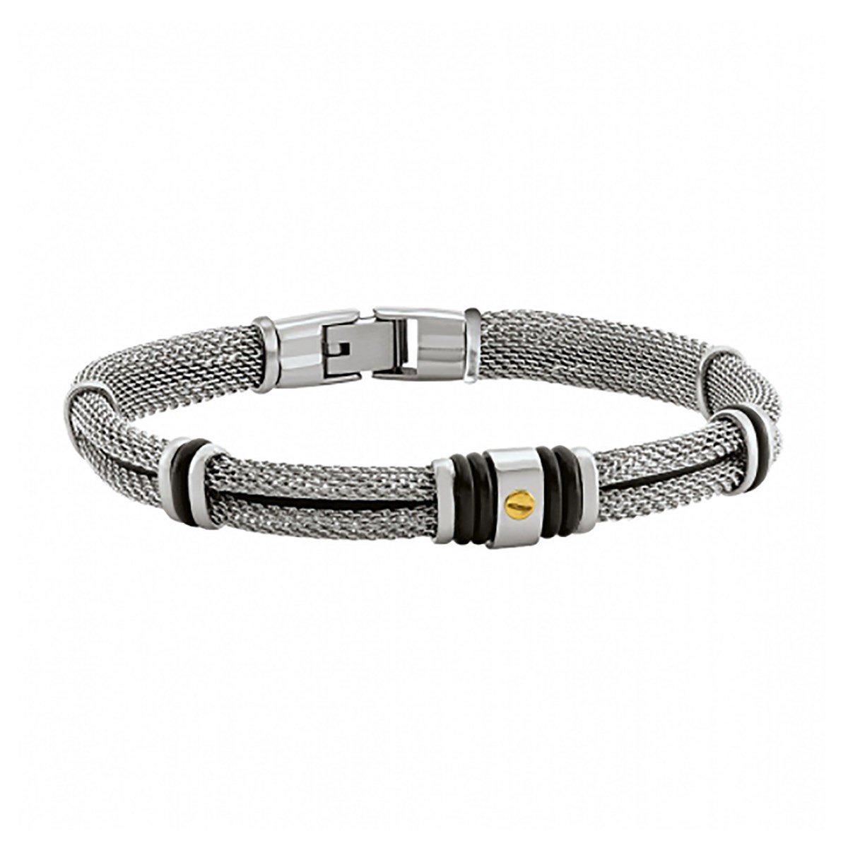 Bracelet homme Jourdan Kirk acier caoutchouc or