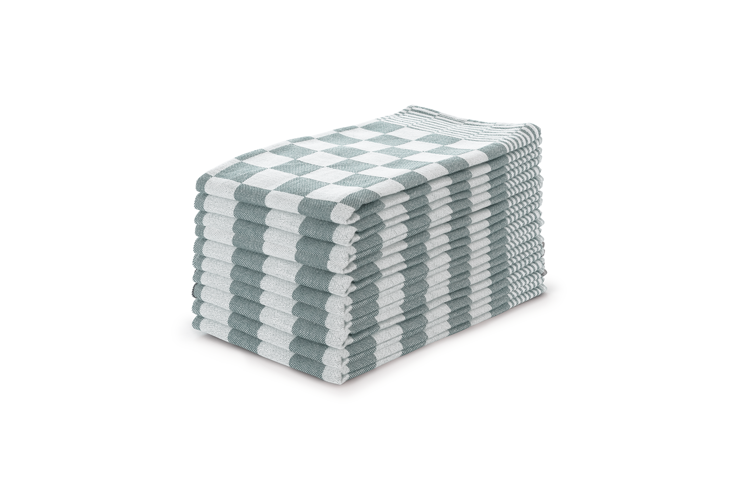 LINNICK Theedoekenset Blok 65x65cm - donker groen - set van 10
