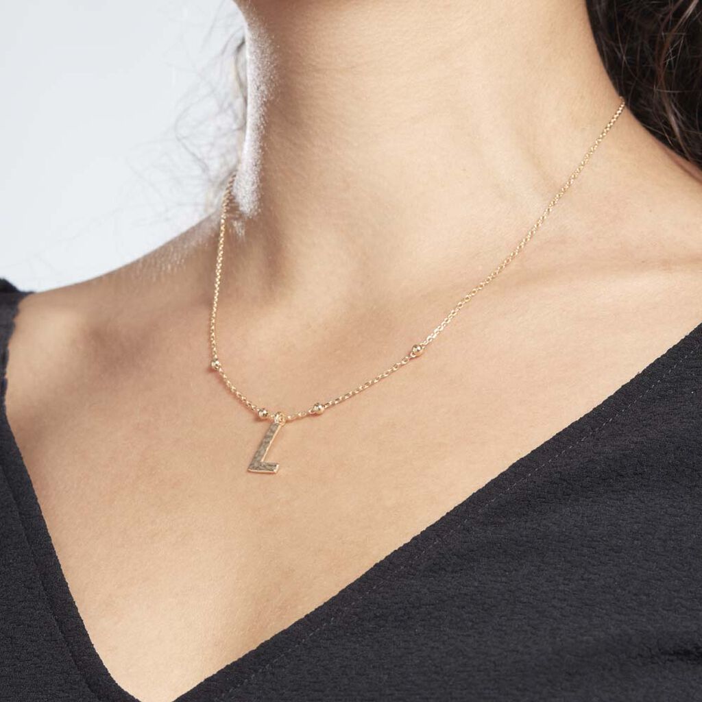 Collier Plaqué Or Jaune Lettra