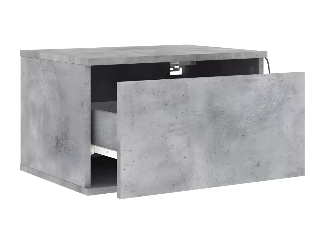 Table de chevet murale avec lumières LED gris béton