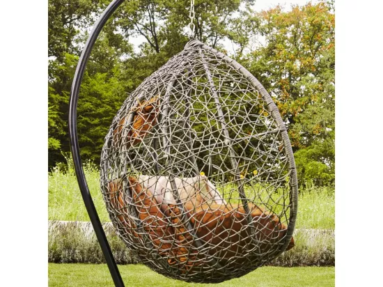 HOME DELUXE - Chaise suspendue CIELO - gris, hauteur 200 cm - avec cadre, coussins d'assise et de dossier I chaise suspendue en polyrotin balançoire de jardin panier suspendu