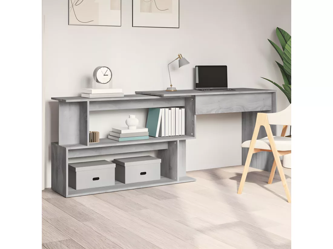 Bureau d'angle Sonoma gris 200x50x76 cm Bois d'ingénierie