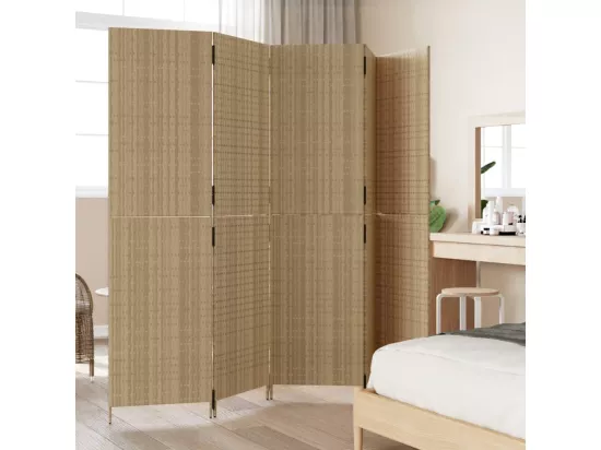 Cloison de séparation 5 panneaux beige résine tressée