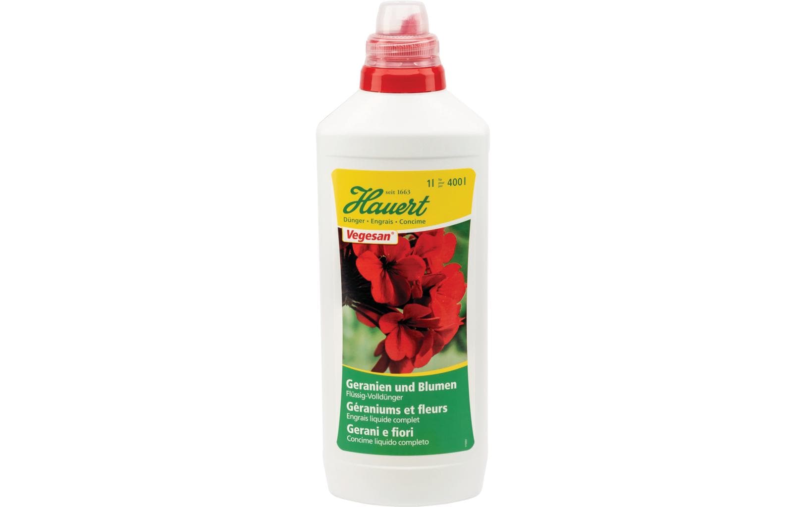Flüssigdünger Vegesan für Geranien und Blumen, 1 lFlüssigdünger für Blumen