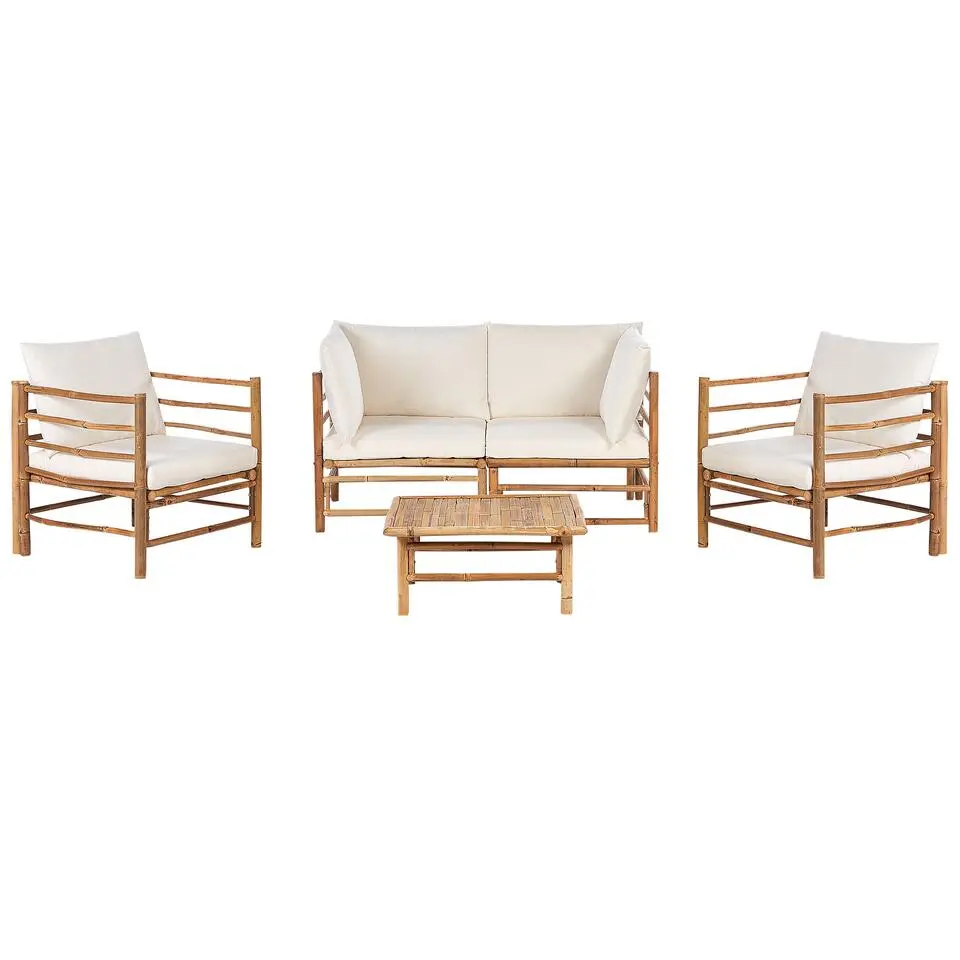 CERRETO - Loungeset 4-zits - Wit - Bamboehout