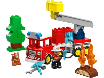 LEGO Brandweertruck met slang en brandweerman (10473)